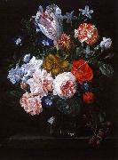 Nicolaes Van Verendael A Tulip, Carnations and Morning Glory in a Glass Vase Sweden oil painting reproduction